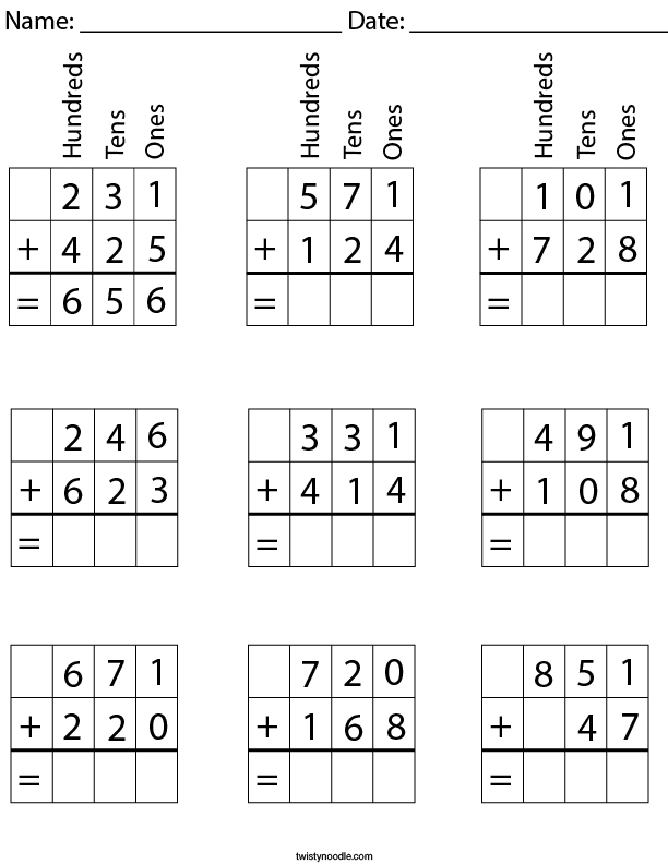 place-value-addition-worksheets